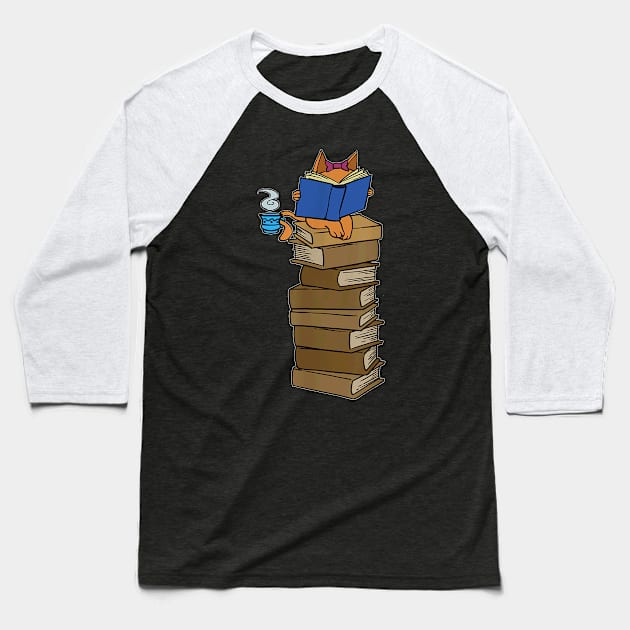 Books And Cats   Gift For Book Lovers & Cat Owners Baseball T-Shirt by Mum and dogs